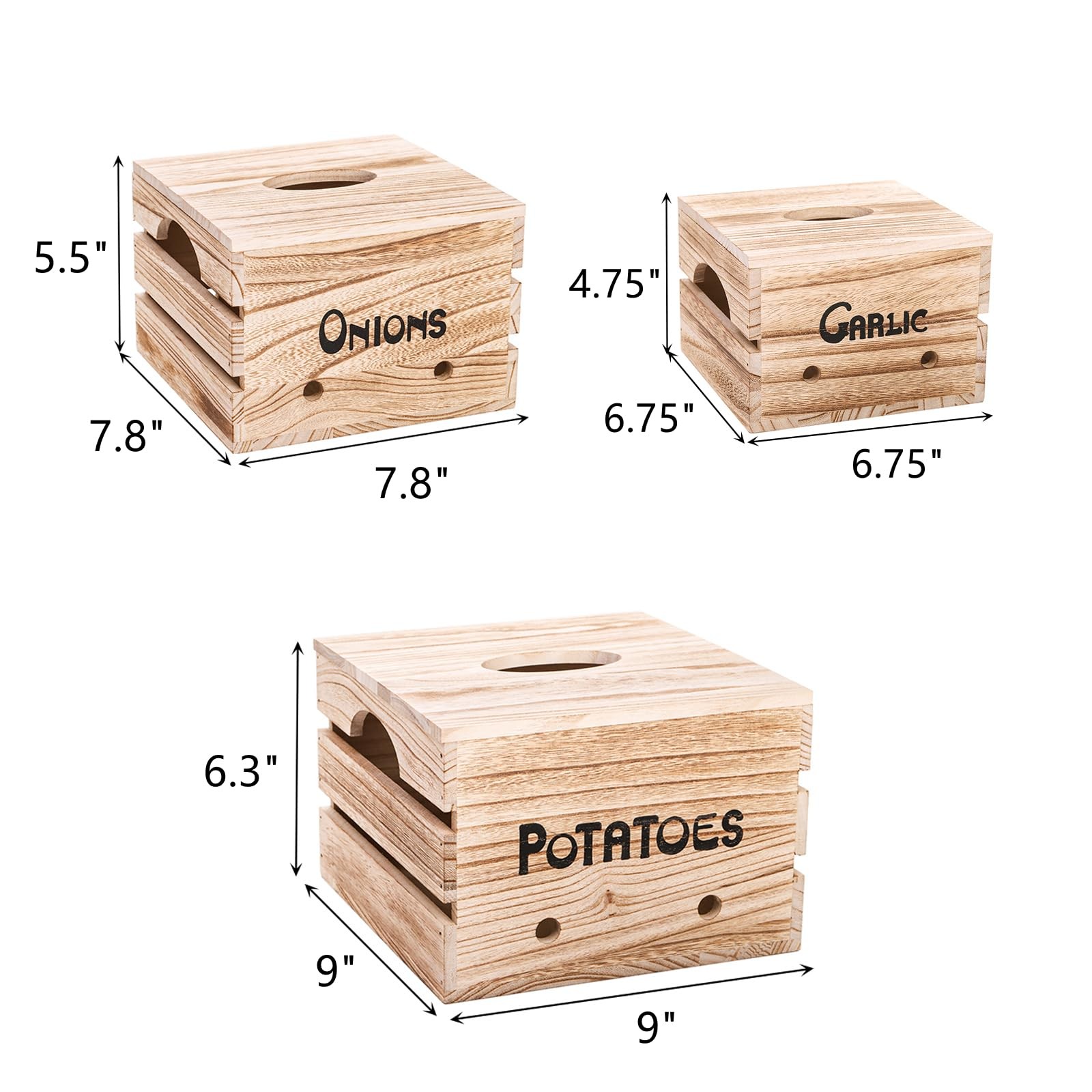 Frcctre 3 Pack Vegetable Storage Bins Farmhouse Potato Onion Garlic Kitchen
