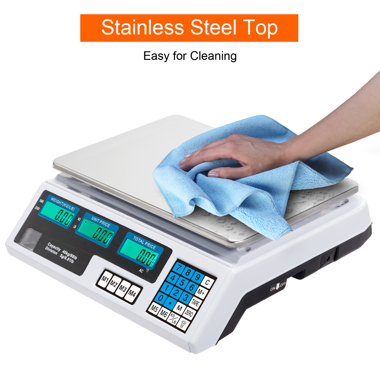 88.2lbs 40kg Digital Weight Price Computing Scale for Food Meat Market Store NEW