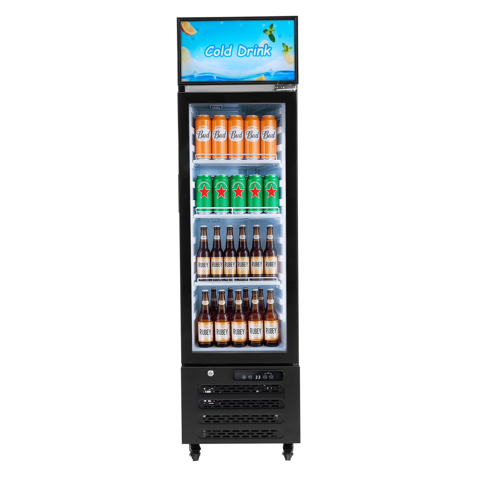 Uimoso Commercial Upright Refrigerator 6.1 Cu.Ft Beverage Display Cooler