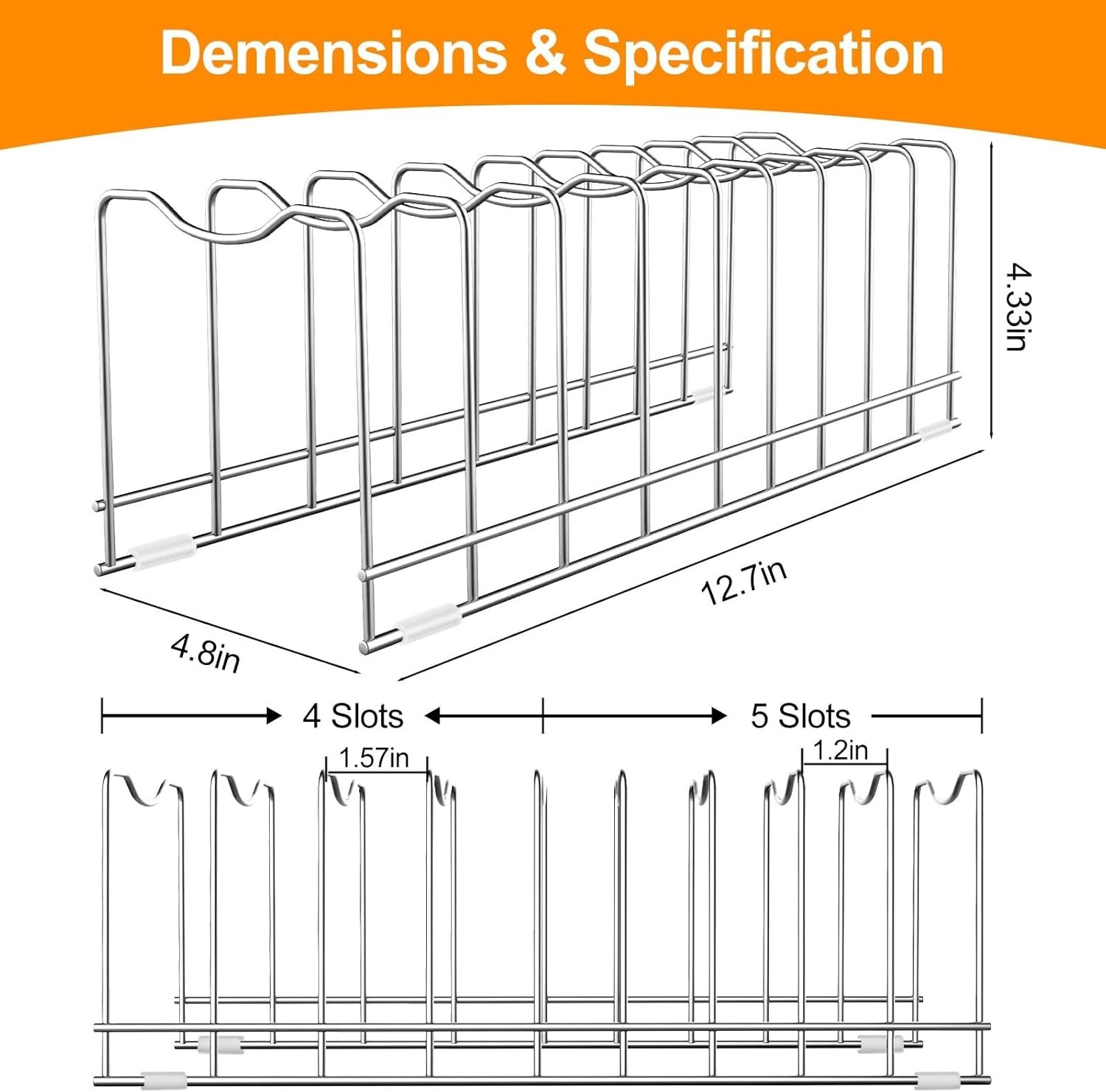 10 Tier Pot Lid Rack Organizer for Bakeware Pans Plates Cutting Boards