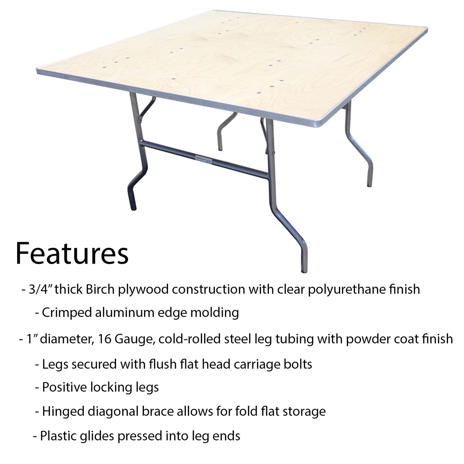 60 in Wood Square Folding Table 4 Pack Heavy Duty Party Event Office Reception