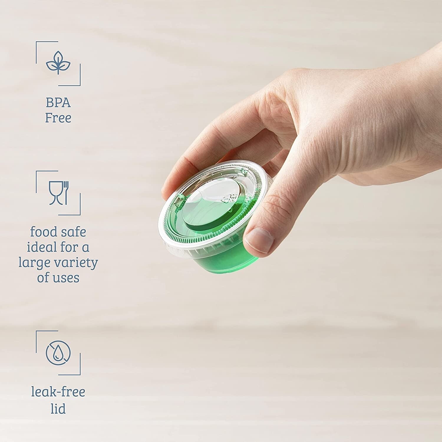 [2 Ounce, 500 Sets] Plastic Portion Cups with Lids Disposable Plastic Cups