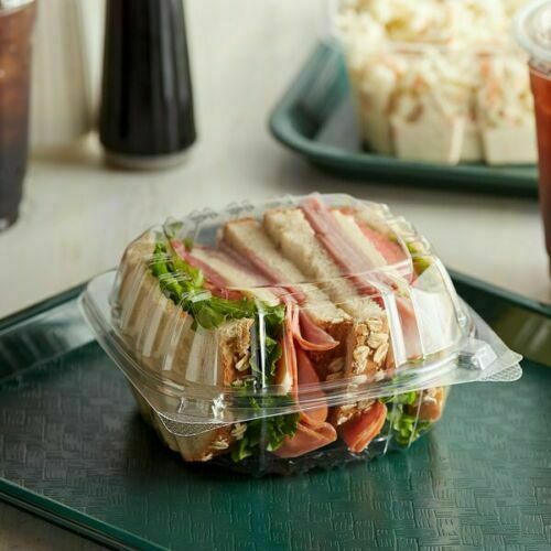 DART SOLO C57PST1 Clear Plastic Seal Hinged-Lid Food Containers 6 x 6″