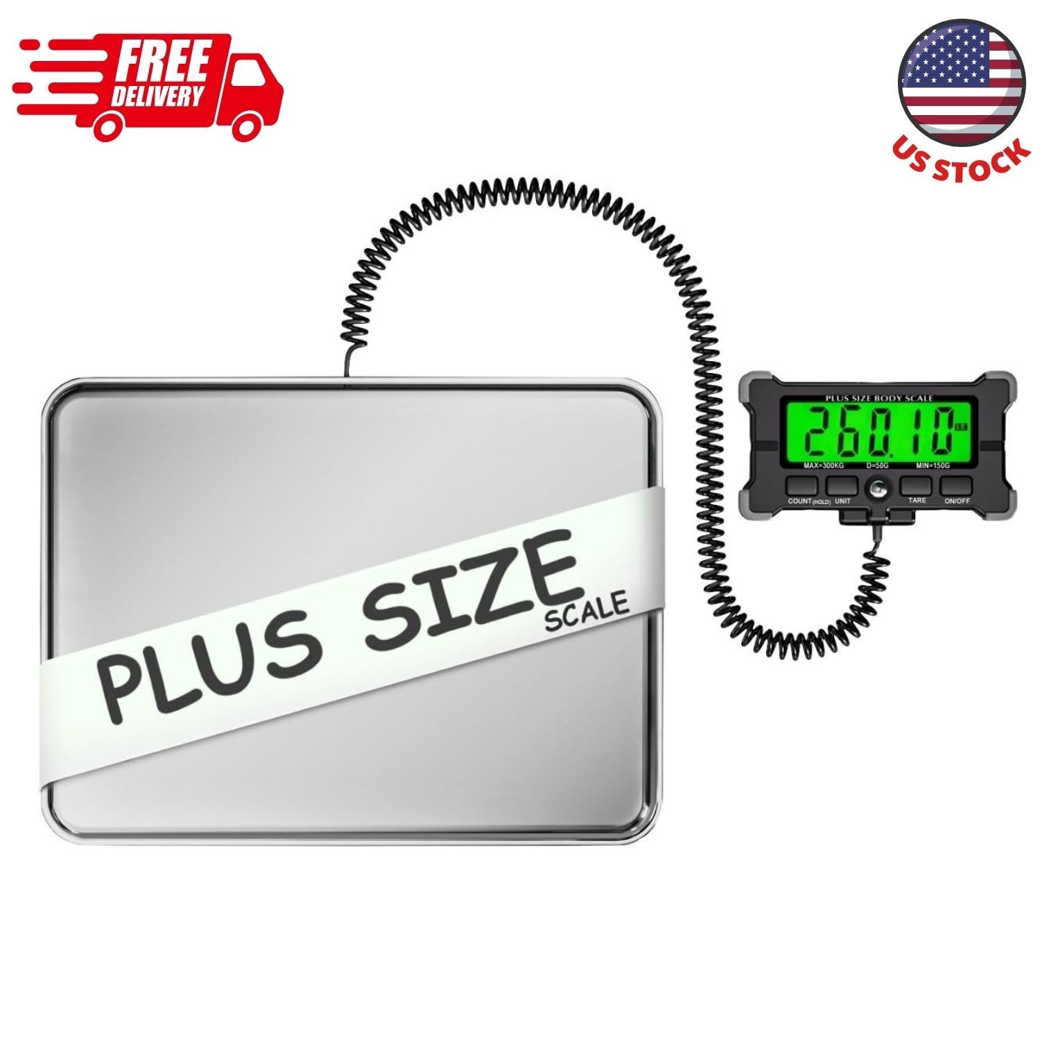 Extra Wide Plus-Size Digital Body Scale 300kg/660lb LCD Display