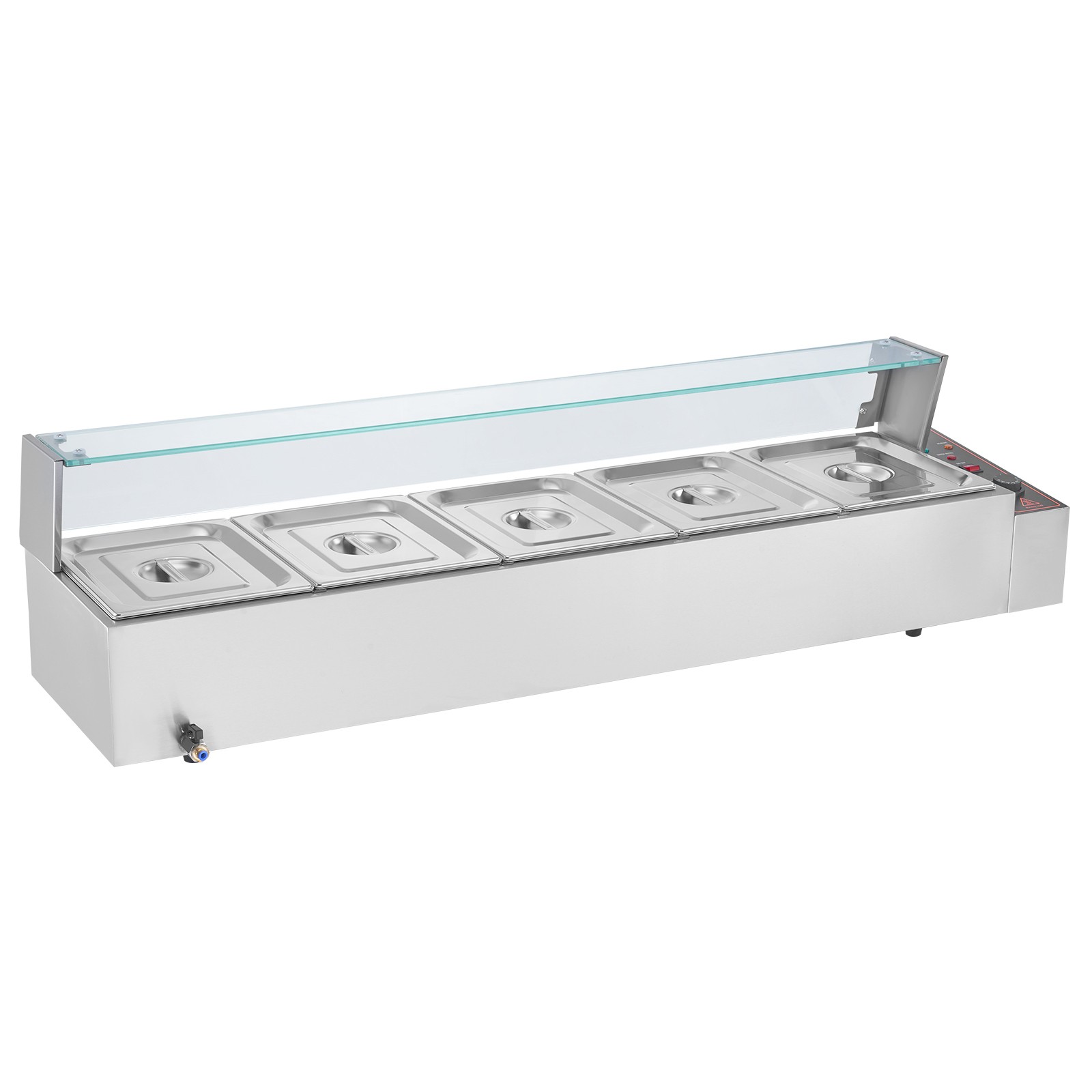 Uimoso Countertop Buffet Bain Marie with Glass Shield and 5 Food Pans