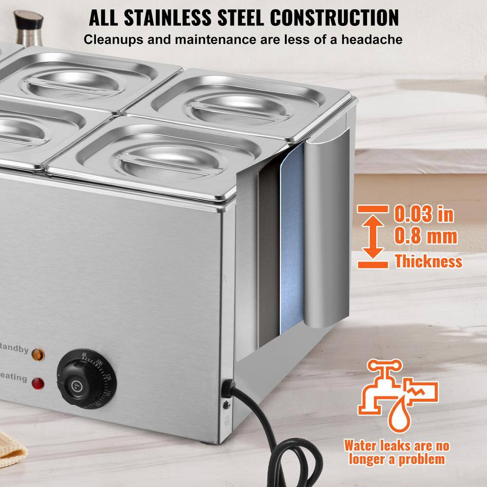 5-Pan Commercial Food Warmer, 15.3 Qt. 1200-Watt Professional Countertop Sliver