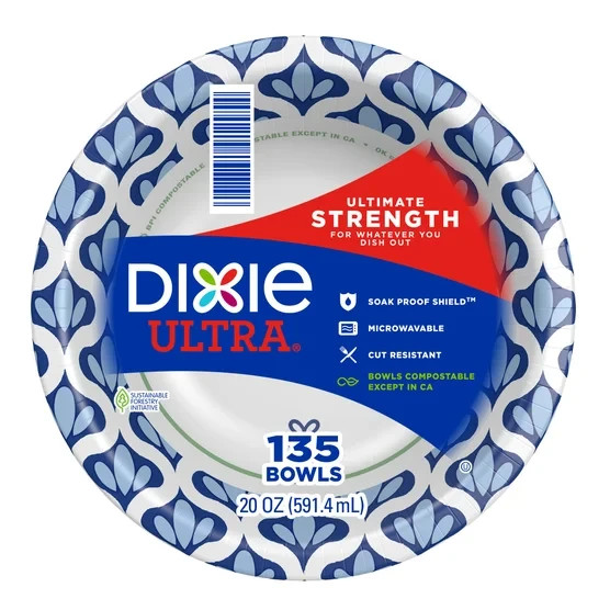 Dixie Ultra Paper Bowl, 20 oz – 135-count -FAST SHIPPING