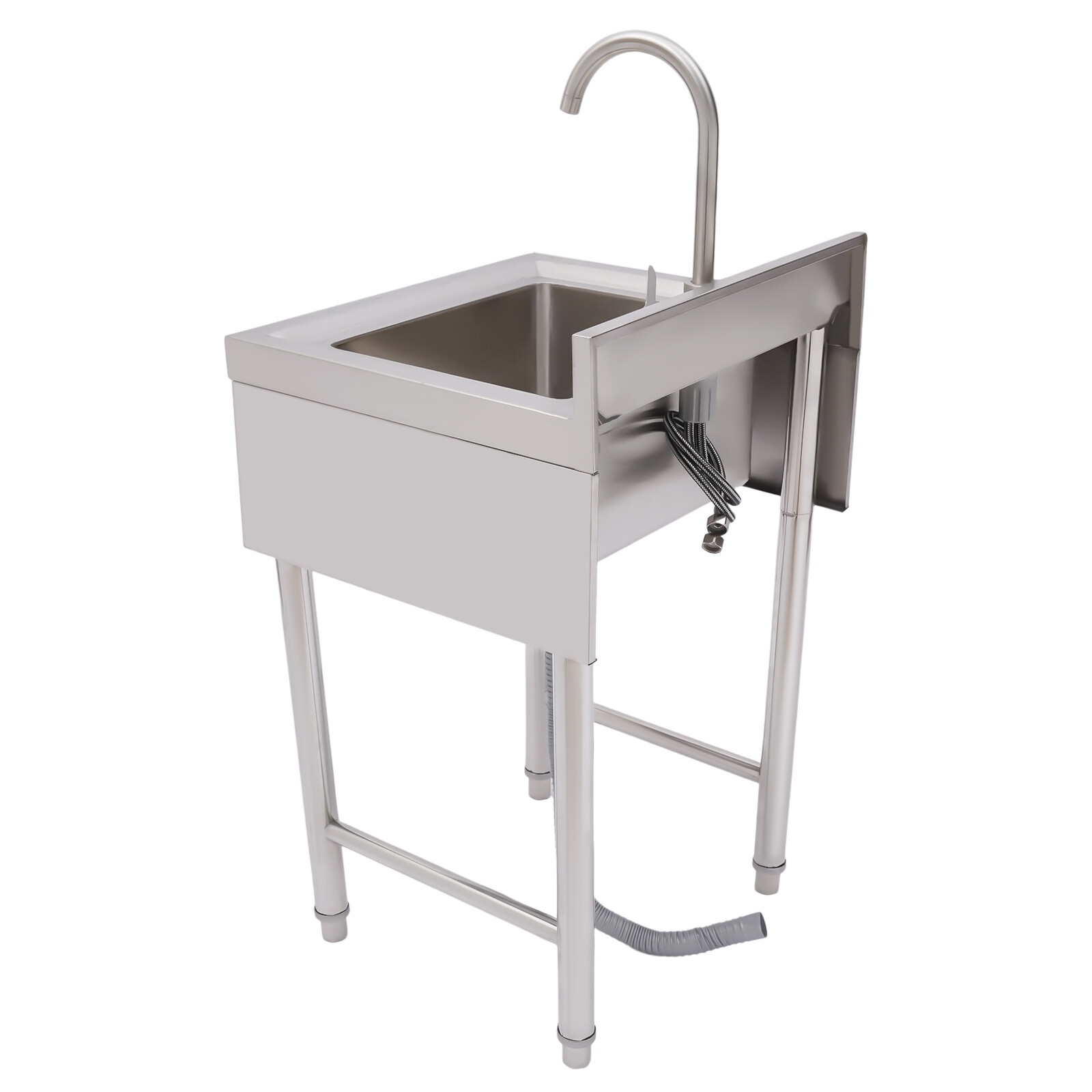 Commercial Stainless Steel Utility Sink with 360° Faucet & Large Capacity