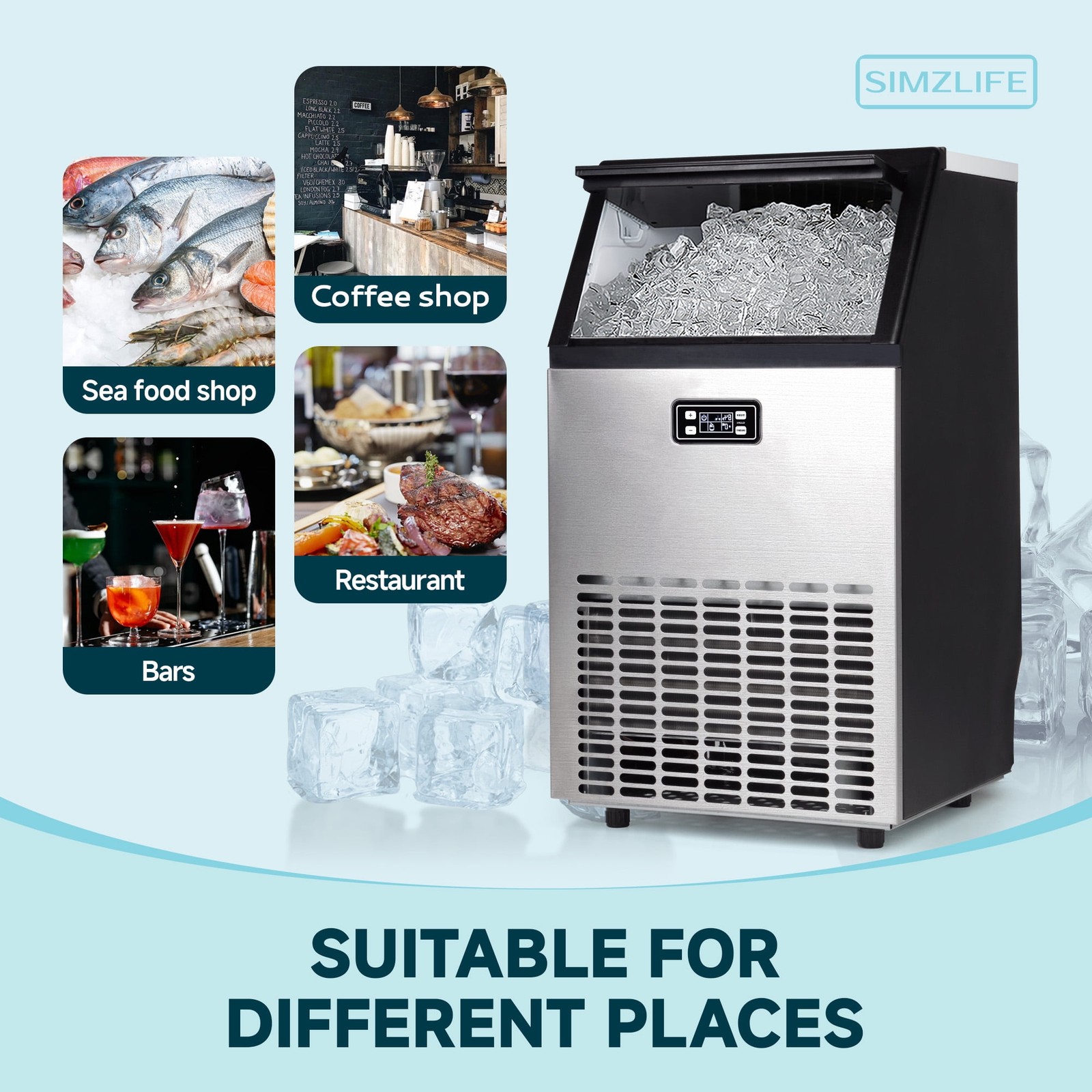 150lb/24H Commercial Ice Maker Machine,Stainless Steel Under Counter ice Machine