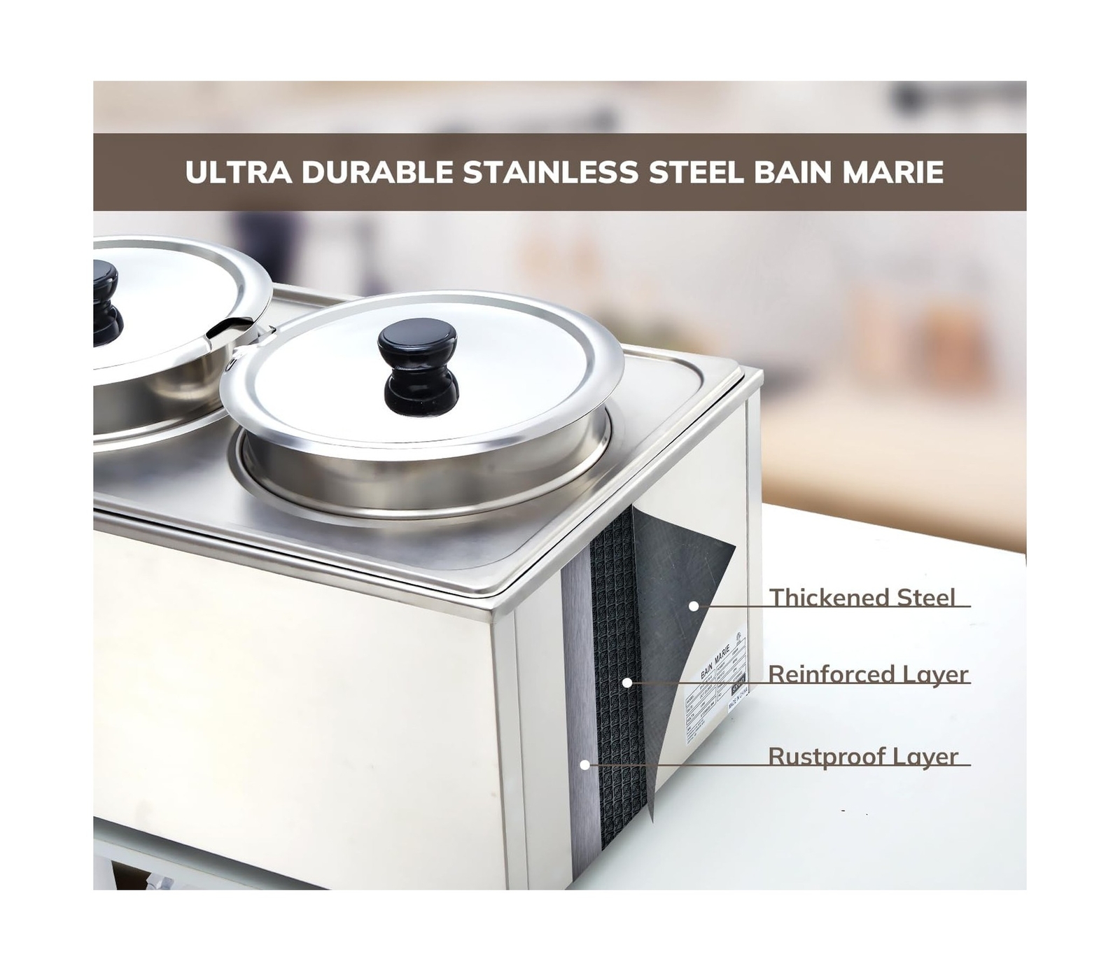 SYBO Food Warmer Steam Table Easy to Clean Commercial Grade Stainless Steel B…