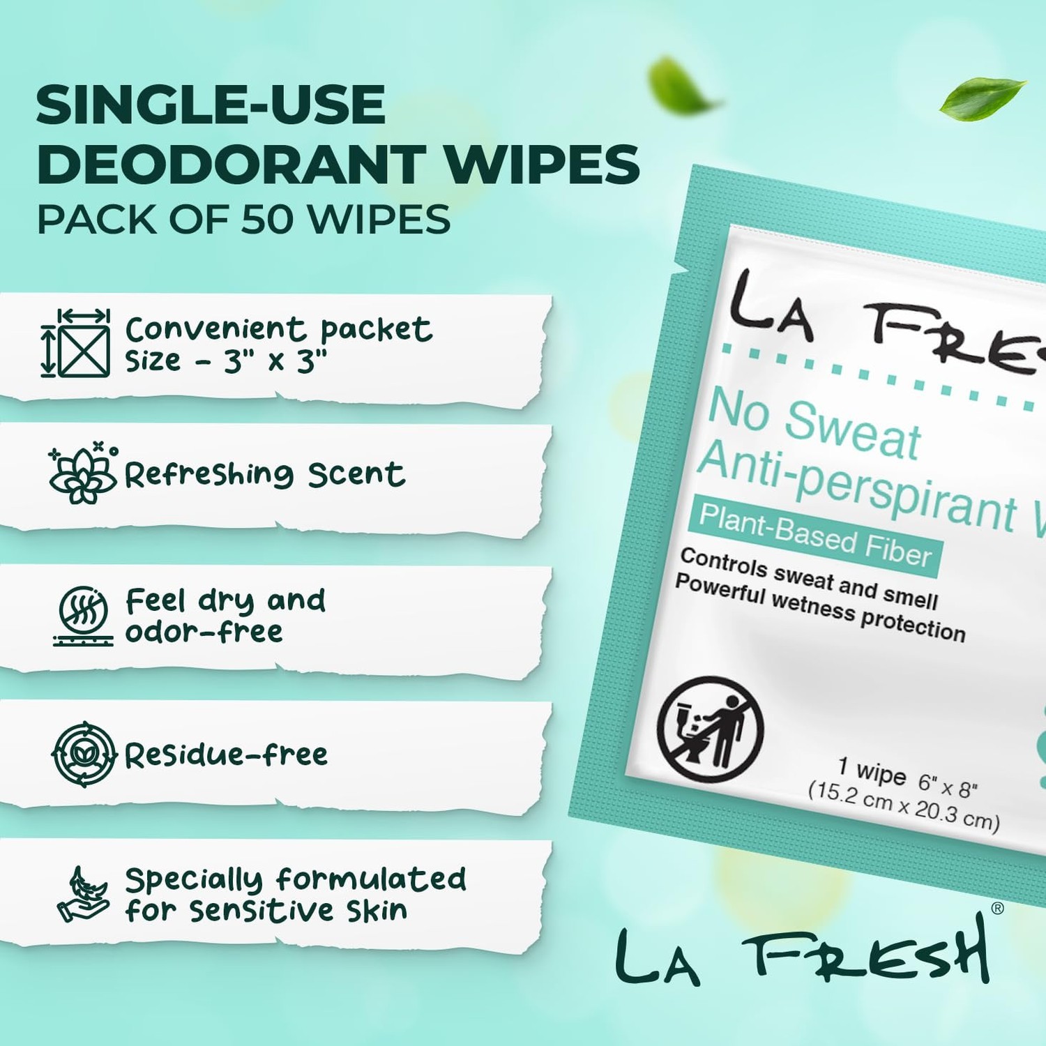 La Fresh Travel Lite Antiperspirant and Body Wipes – 50 Individually Wrapped …