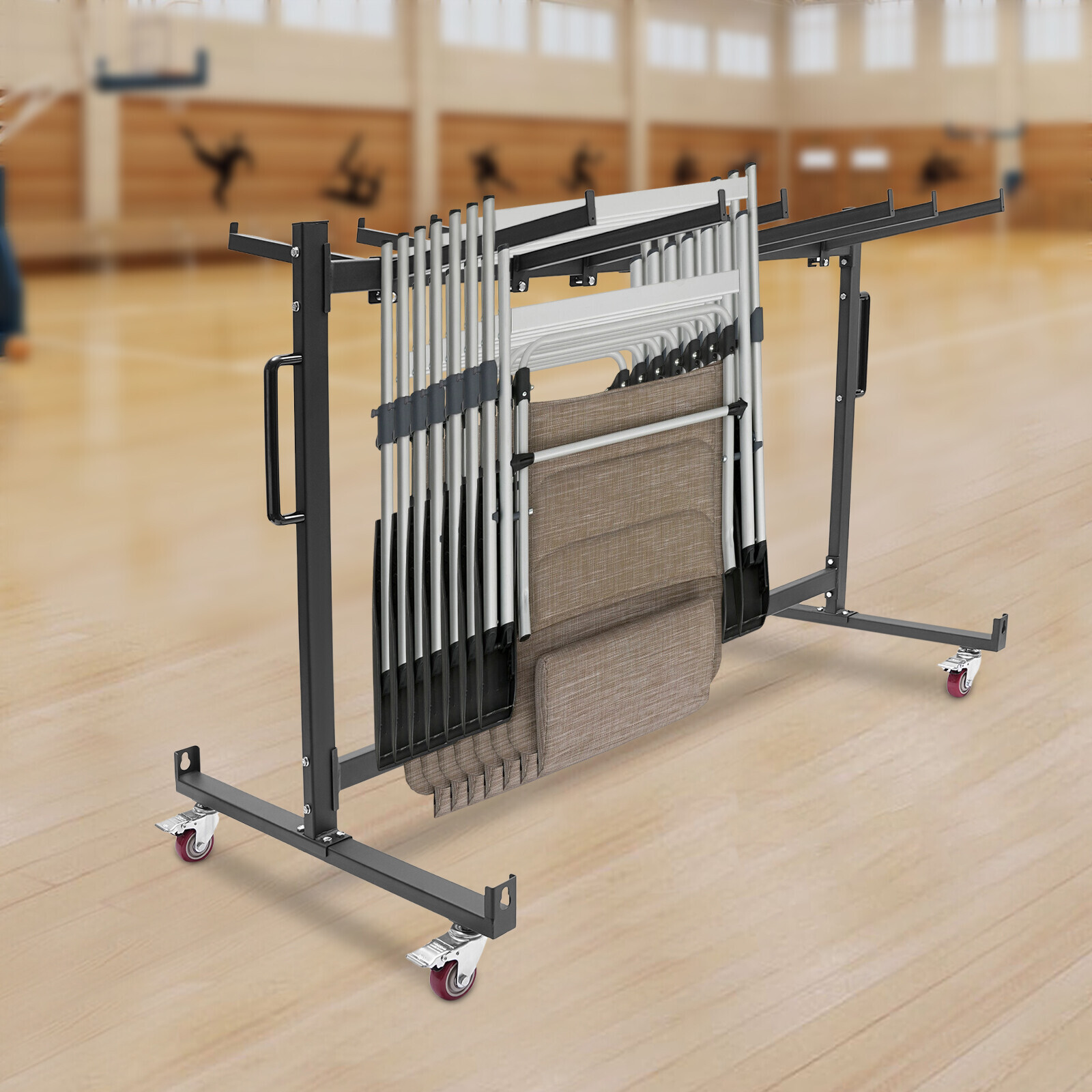 Folding Chair Rack Dolly Cart Table Storage Rack Desk Chairs Cart Trolley 42pcs