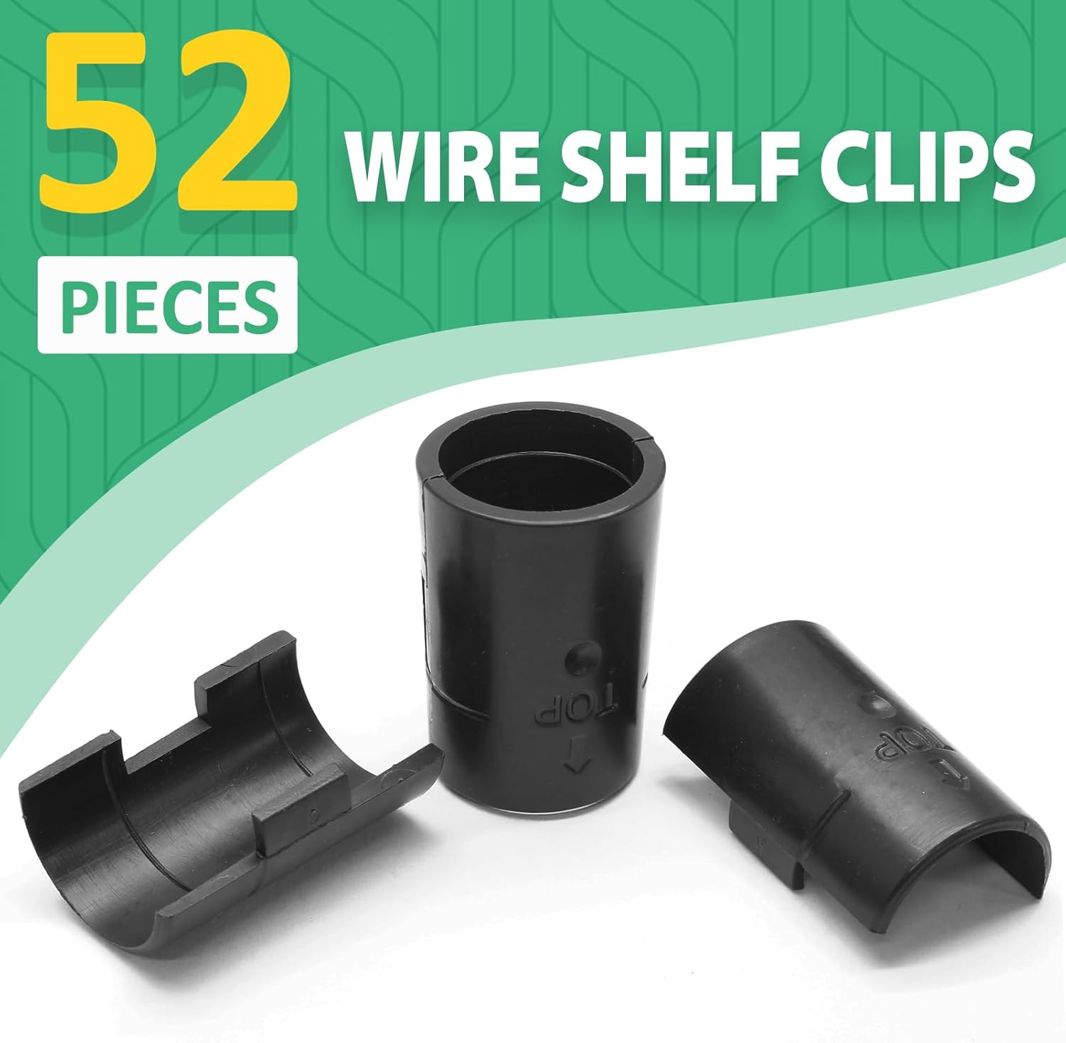 52 Pcs 1 Inch Wire Shelf Clips, Plastic Shelf Lock Clips for 1″ Post Shelving, H