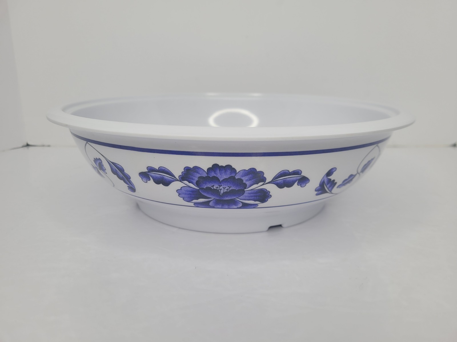 Thunder Group #8011 Blue Lotus Floral Pattern Melamine Serving Bowl W/ Lid