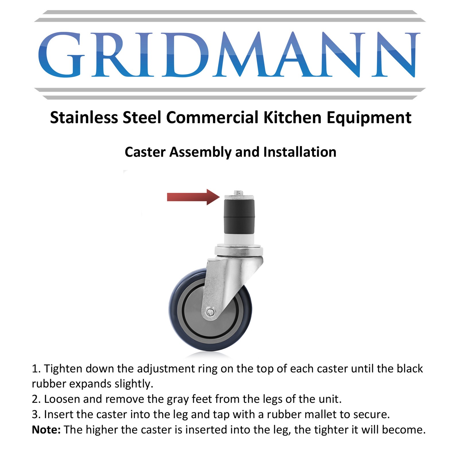 4″ Caster Wheel Set for Stainless Steel Commercial Kitchen Prep Tables