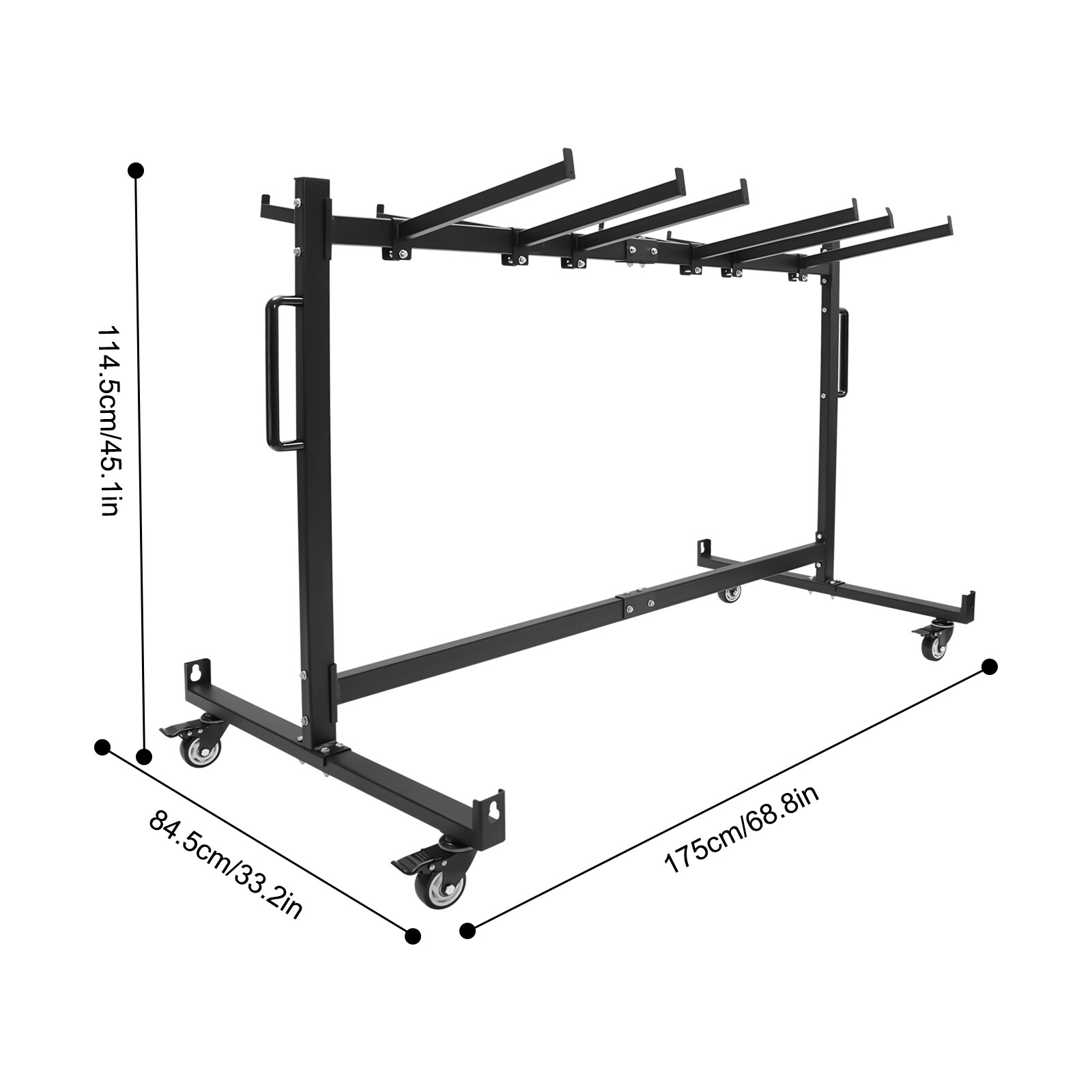 Folding Chair Rack Dolly Cart W/lock Caster Max 42 Foldingtables 12 Hanging Rods