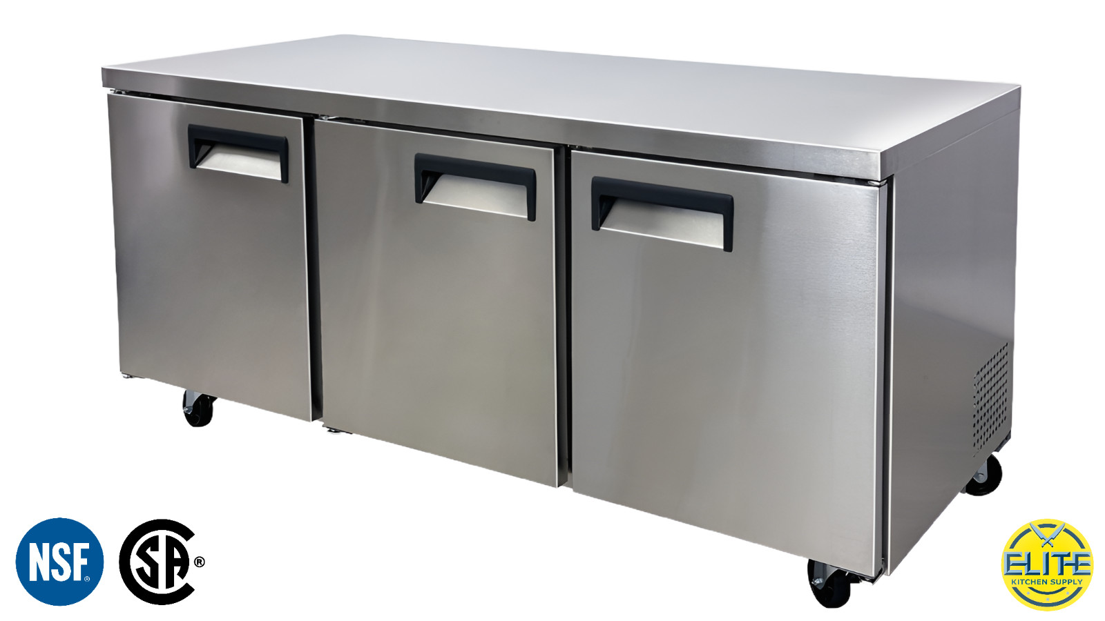 NSF ETL 72″ Undercounter Worktop Refrigerator Prep Table Cooler 3 Doors