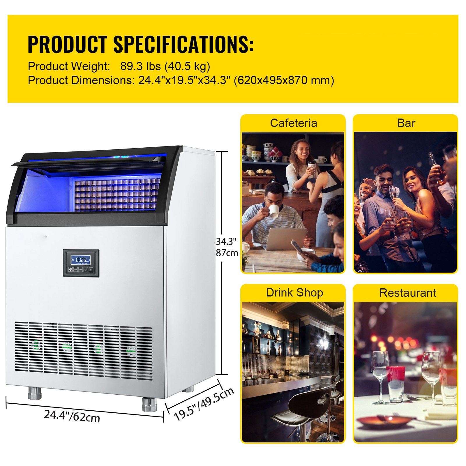 200LBS / 24H Premium Quality Ice Maker Cube Type Ice Machine
