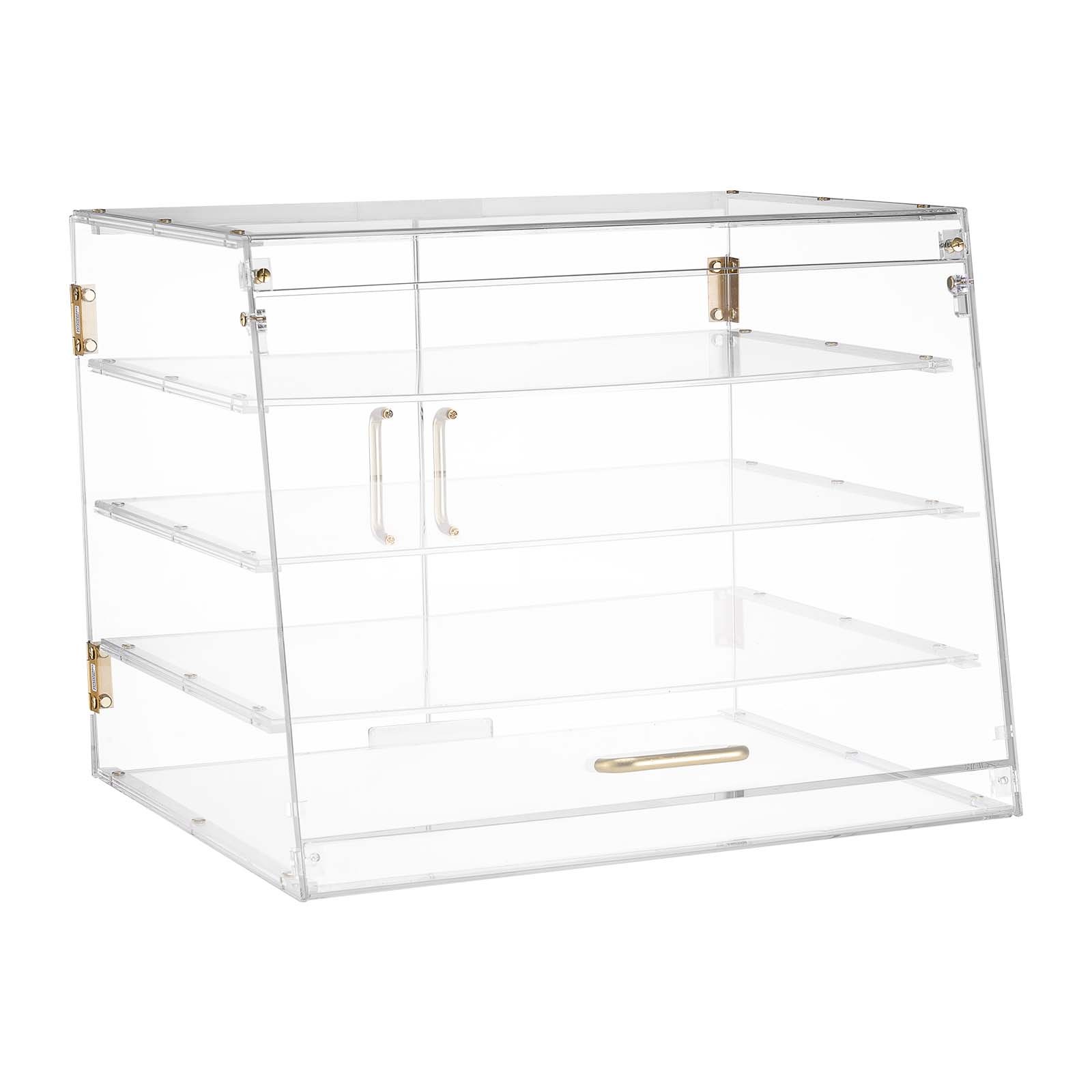 Uimoso Acrylic Countertop Pastry Display Case with 4 Tiers and Dual Access Doors