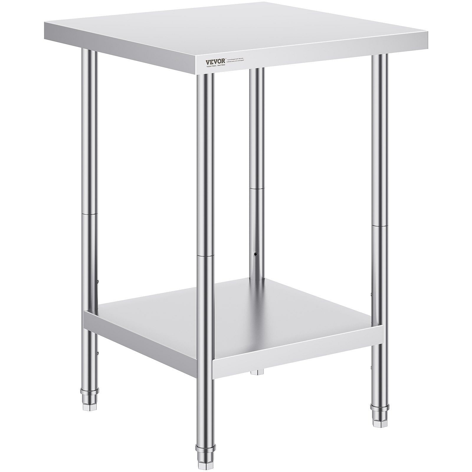 Stainless Steel Prep Table, 24 x 24 x 34 Inch, 700 lbs Load Capacity, Heavy Dut