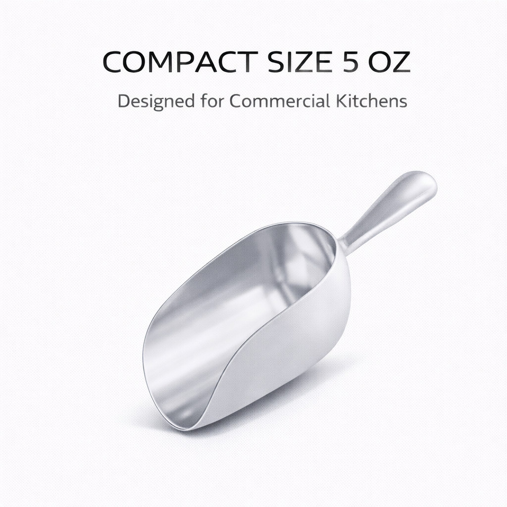 5 oz One-Piece Aluminum Scoop Ice Candy Flour Popcorn Utility Scoop Silver