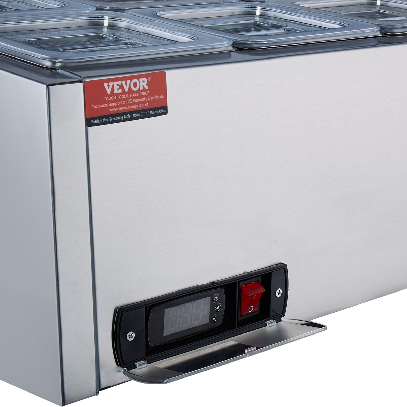 VEVOR Countertop Refrigerated Salad Pizza Prep Station 140 W Stainless Guard ETL