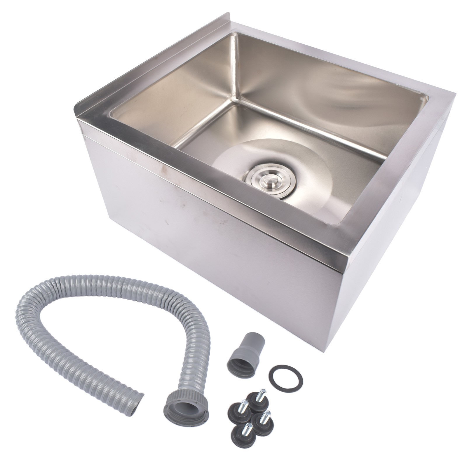 Commercial Mop Sink Stainless Steel Floor Mop Sink Rectangular Deep Basin Silver