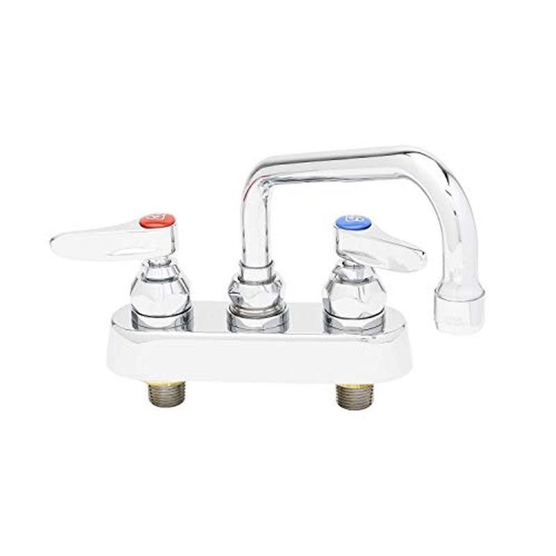 Deck Mount Workboard Faucet 6 In Swing Nozzle Lever Handles Chrome Plated Brass