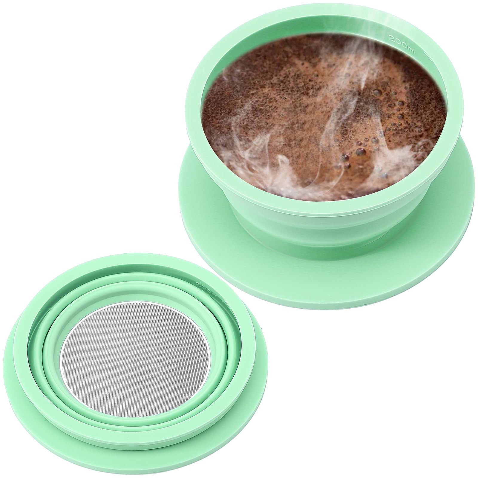 VVGCS Collapsible Travel Pour Over Coffee Maker Camping, Small, Green
