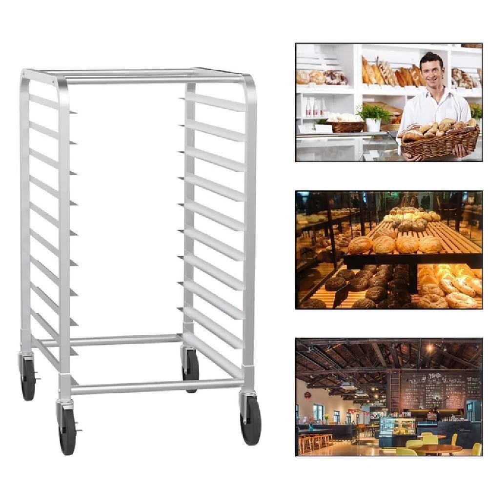 Commercial 10-Shelf Bun Pan Rack on Locking Casters – Stainless Steel Kitchen