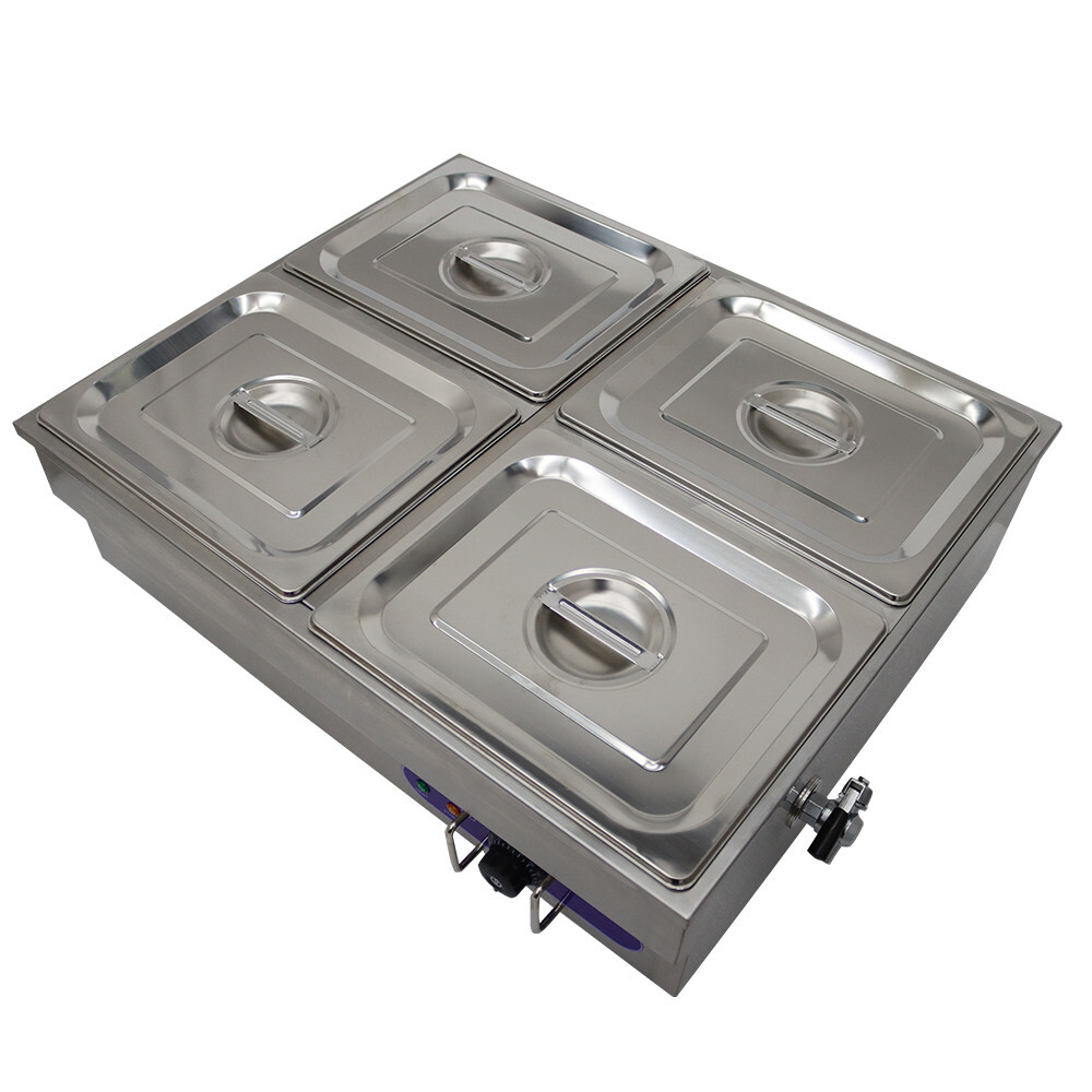Commercial Stainless steel Squarish 4-Pan 1/2 Size Buffet Food Warmer 110V 1.5KW