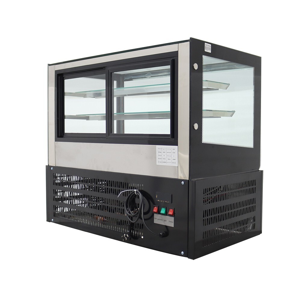 Commercial 220V Desktop Refrigerated Cake Display Cabinet Rear Sliding Door 35In
