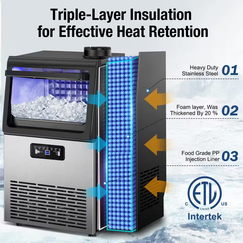 13.5In. 90 Lbs. 24H Half Size Cube Built-In/Freestanding Commercial Ice Maker in