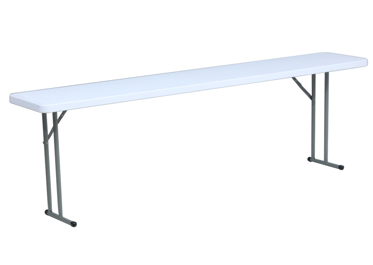 TentandTable Rectangle Seminar Plastic Table, White, 96 in