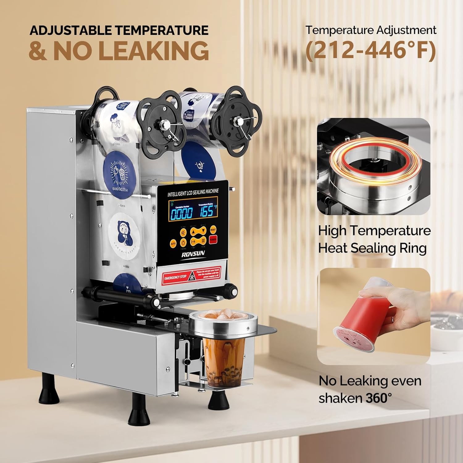 Commercial Cup Sealing Machine, Automatic Cup Sealer Machine for 88/89/90/95 mm