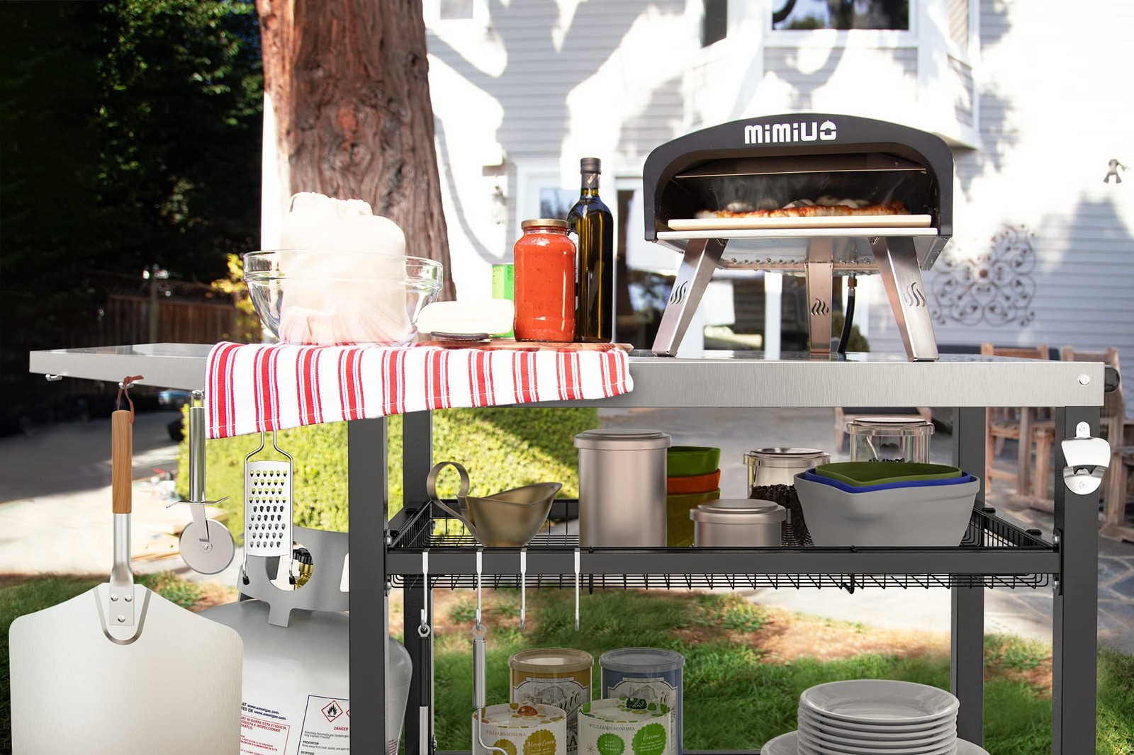 Pizza Oven Table Cart for Ooni, Ninja Woodfire, Blackstone Griddle, Cuisinart…