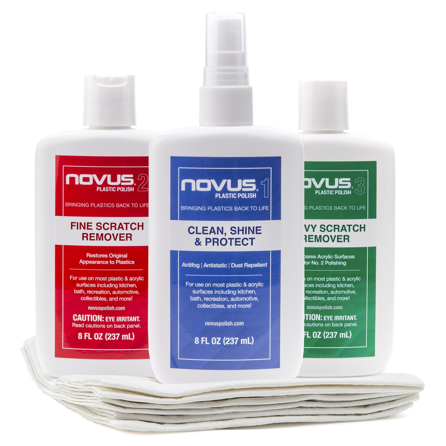 -PK1-8 | Plastic Clean & Shine #1, Fine Scratch Remover #2, Heavy Scratch Remove