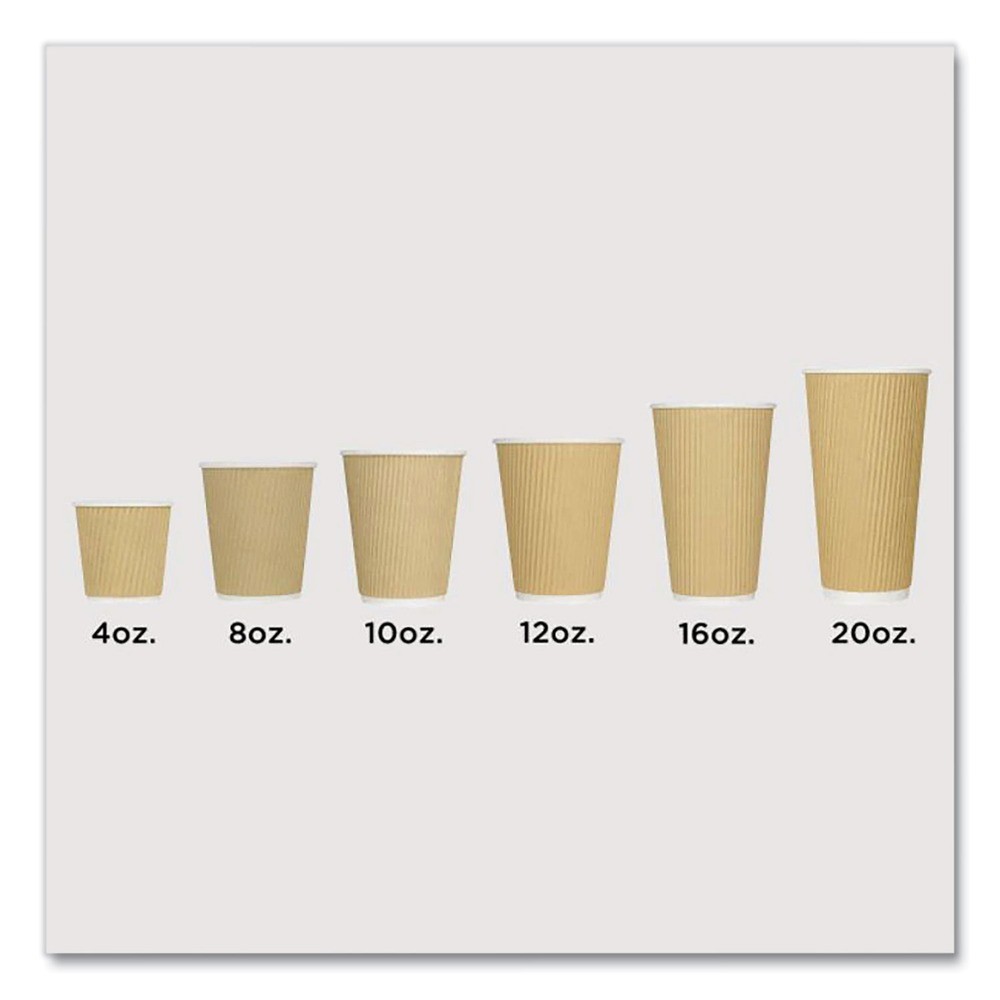 Karat CKRC510 10 oz Ripple Hot Cups – Kraft/White (500/Carton) New