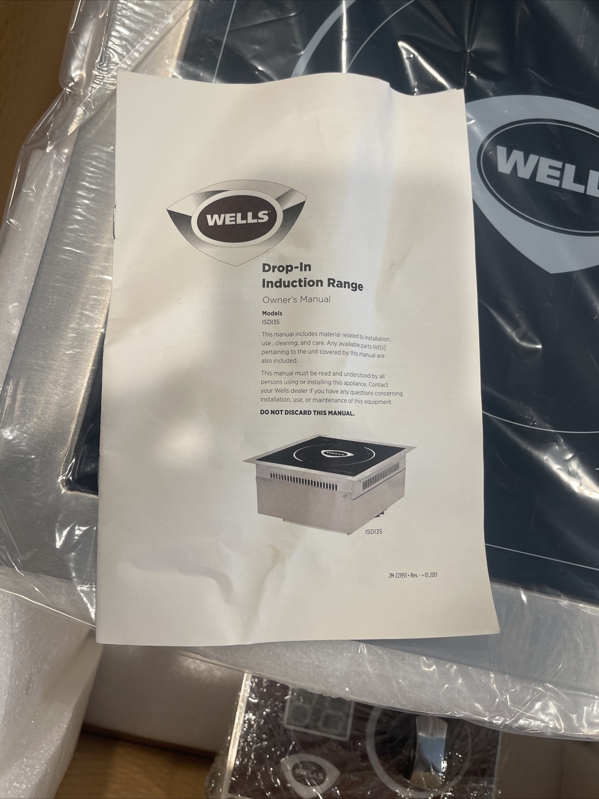 NEW WELLS DROP-IN COMMERICIAL INDUCTION RANGE ONE BURNER MODEL ISDI35