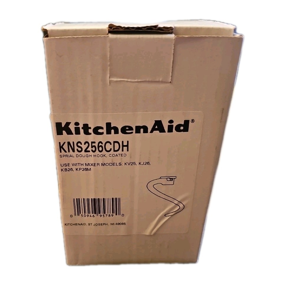 KitchenAid Spiral Coated Dough Hook- Fits Bowl-Lift models KV25G and KP26M1X Whi