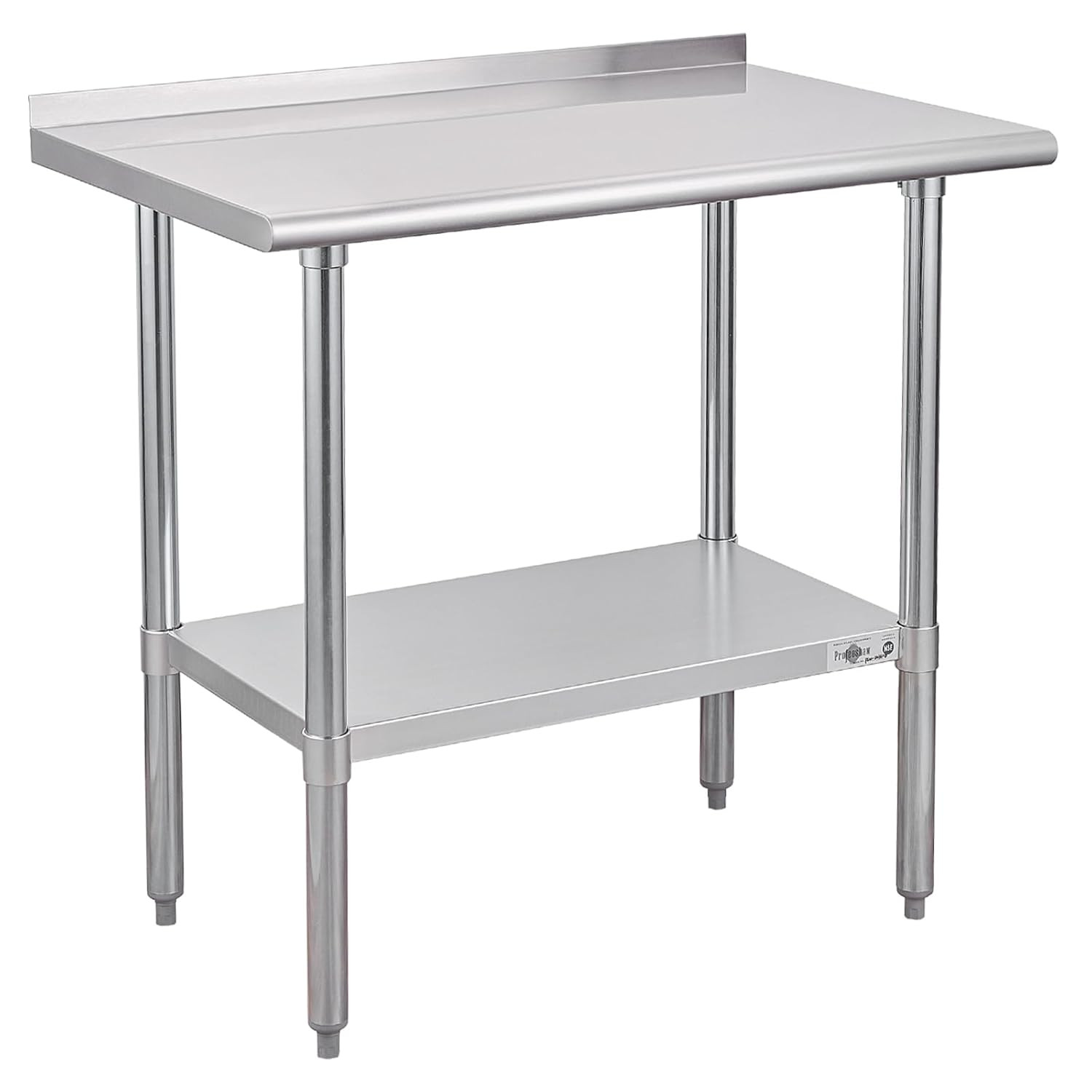 Stainless Steel Prep Table NSF Commercial Work Table with Backsplash and Undersh