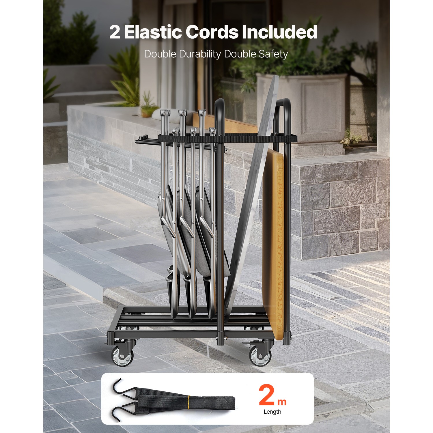 Folding Chair Rack Cart for 5 Tables+14 Chairs of 400LBS with Casters