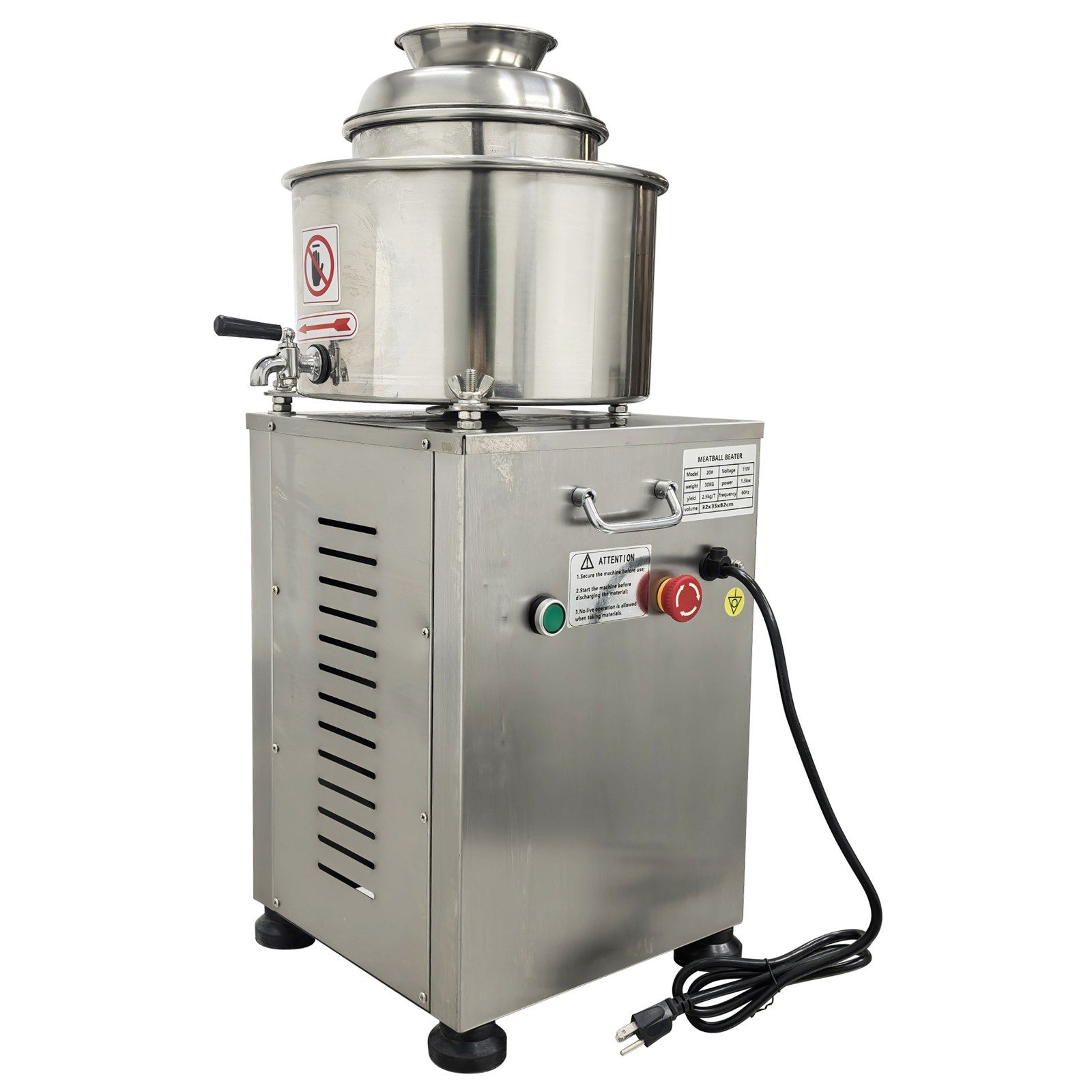 110V Meatball Beater Machine Electric Multifunctional Meat Puree Maker w/2 Blade