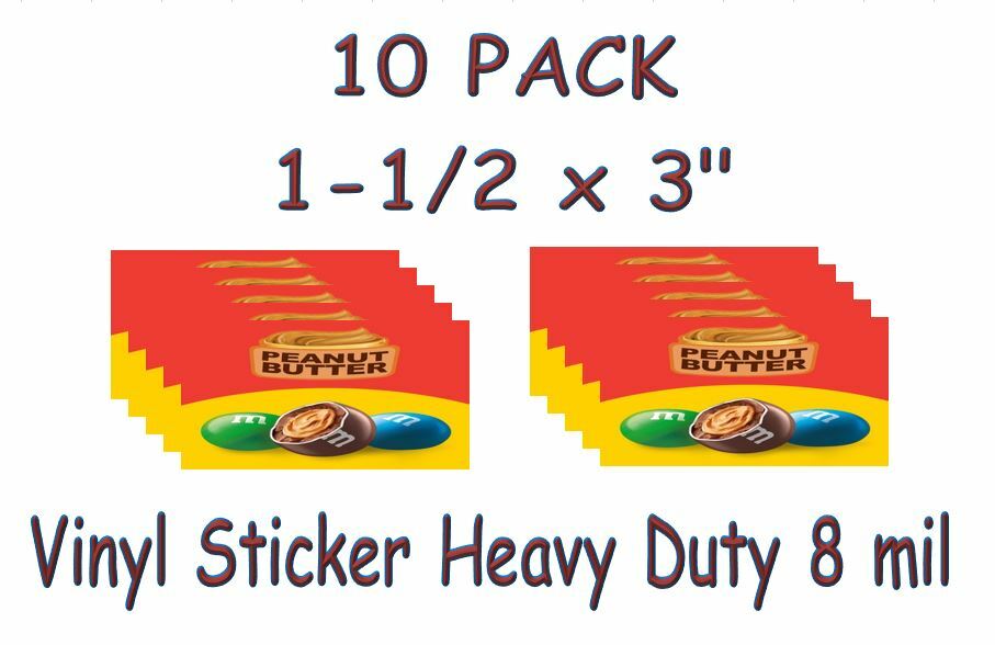 10 PACK Vinyl Sticker 1.5 x 3 Bulk Vending Candy Machine Label