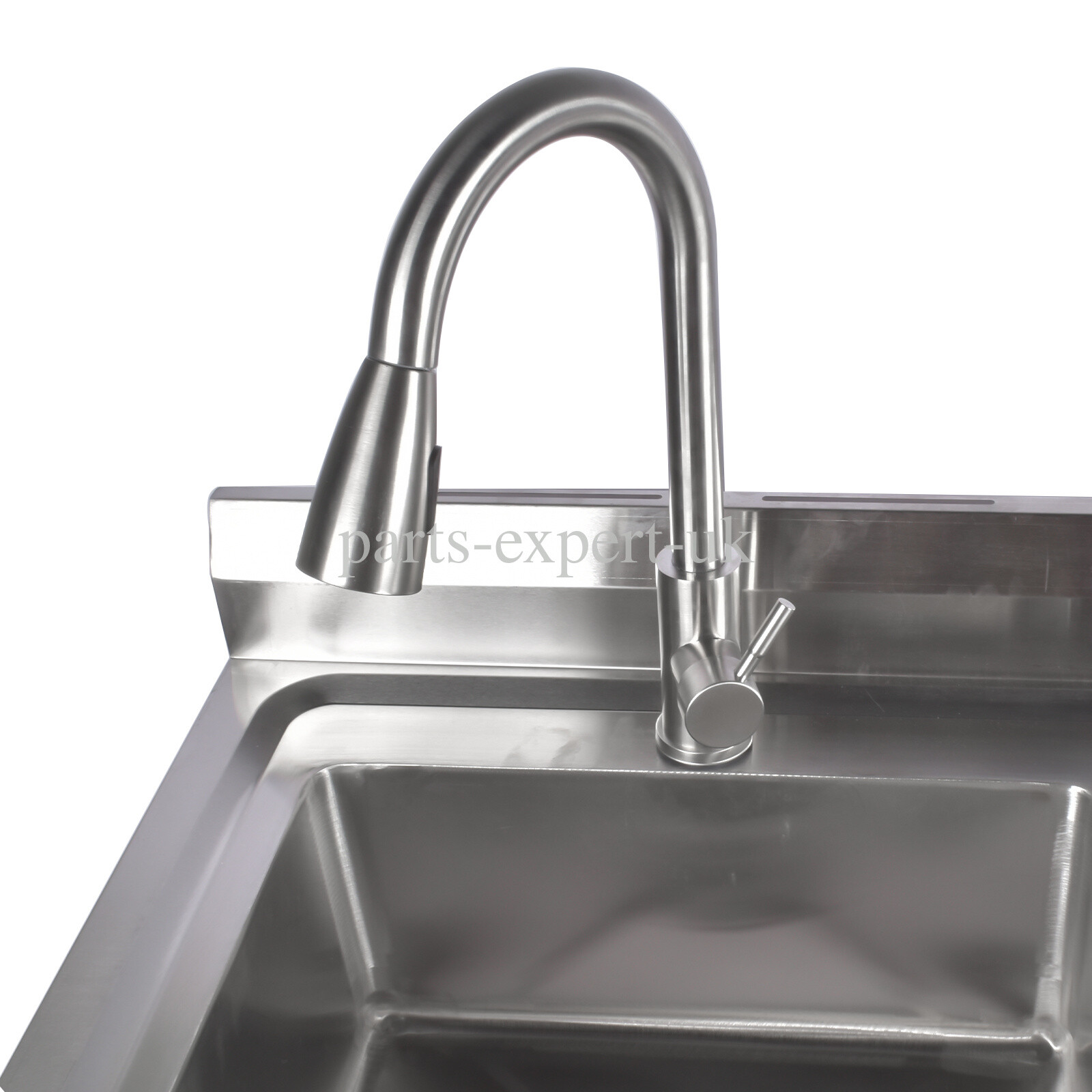 Free Standing Single Bowl Kitchen Sink with Pull-Out Faucet, Hot and Cold Pipes