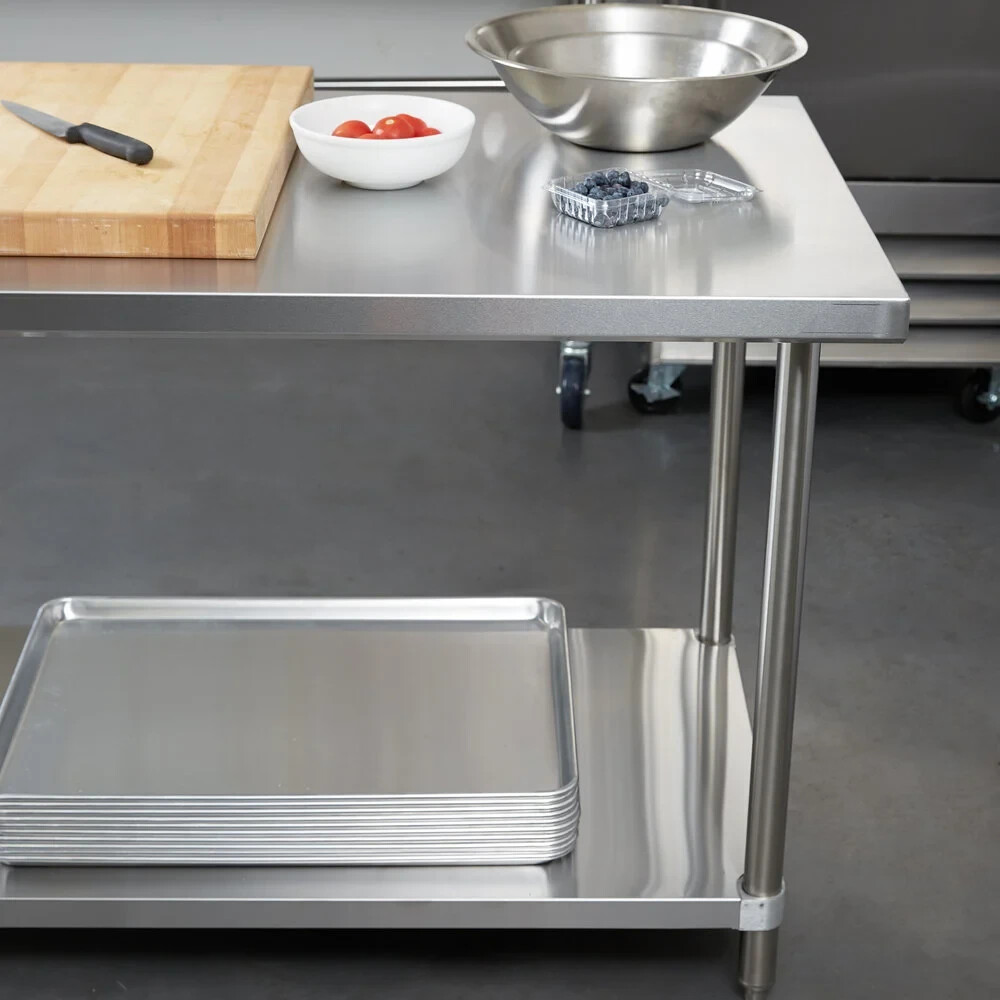 30″W x 120″L Stainless Steel Prep and Work Restaurant Table with Undershelf