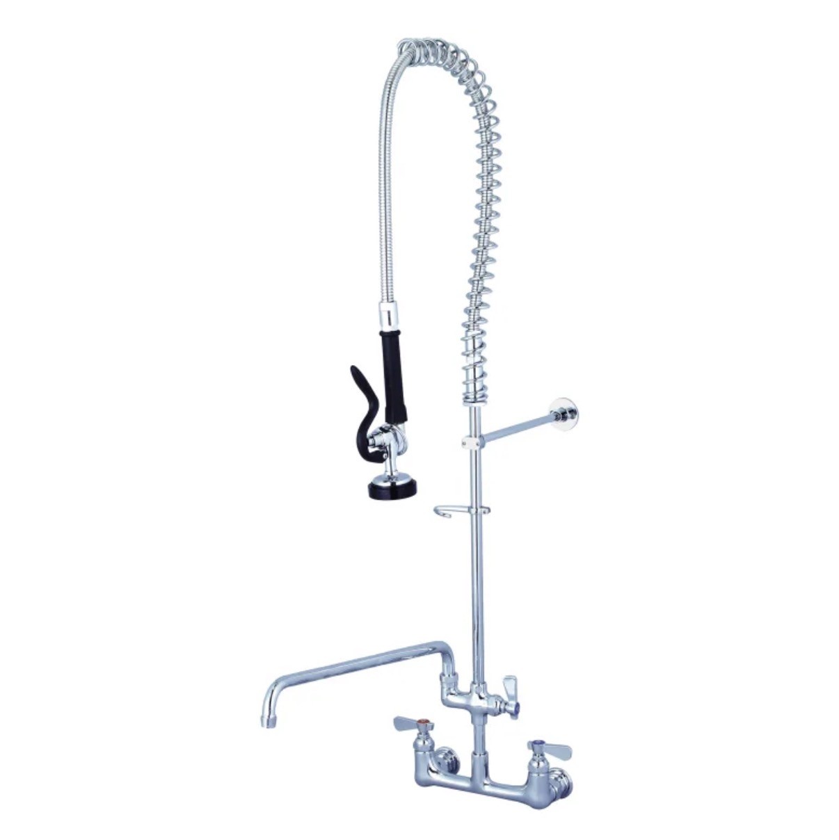 FLO 8 in Heavy Duty Wall Mount Pre Rinse Unit with 14 in AddOn