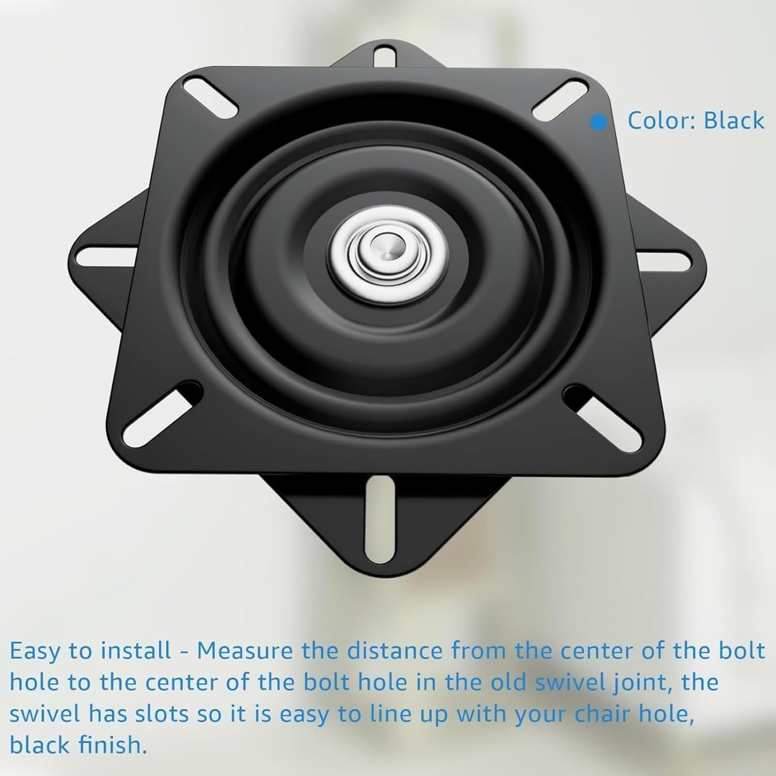7inch Heavy Duty Bar Stool Rotating Base, 360 Degree Square Black Steel Plate