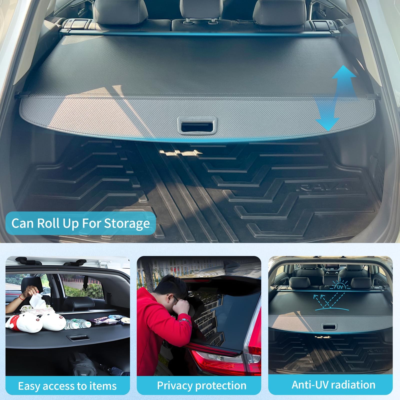 Retractable Cargo Cover Kia Sorento 2021-2025 Carbon Fiber Privacy Shade