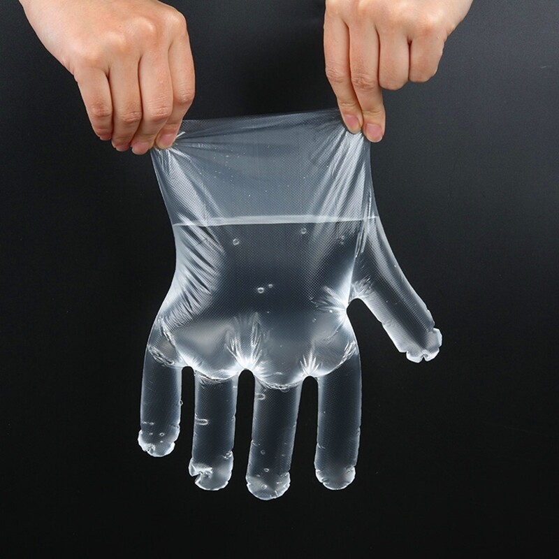 200 pcs Disposable Clear Poly Gloves Food Travel Cleaning Kitchen Plastic